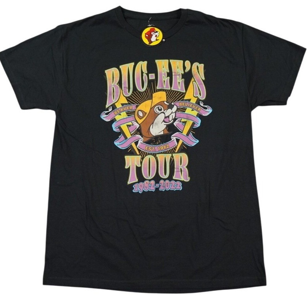 Buc-ee's‎ Tour T-Shirt Mens Large Black 40th Anniversary Beaver Believer Graphic